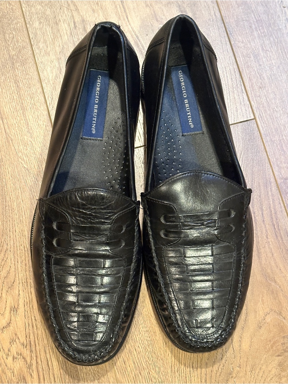 Giorgio Brutini York Black Leather Slip-On Loafers, Sz 10.5